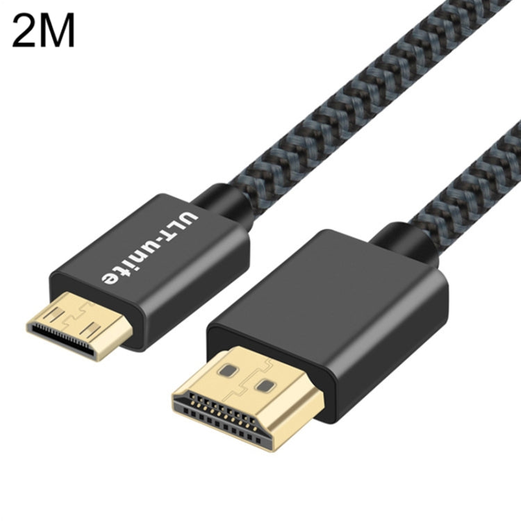 ULT-unite Testa placcata oro HDMI 2.0 maschio a Mini HDMI maschio Cavo intrecciato in nylon, lunghezza cavo: 2 m, 2m ULT-unite Testa placcata oro HDMI 2.0 maschio a Mini HDMI maschio Cavo intrecciato in nylon, lunghezza cavo: 2 m, 2m